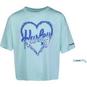 NWT Girls LG Hurley Heart Graphic Tee w/ Matching Lanyard Bracelet or Hair Tie